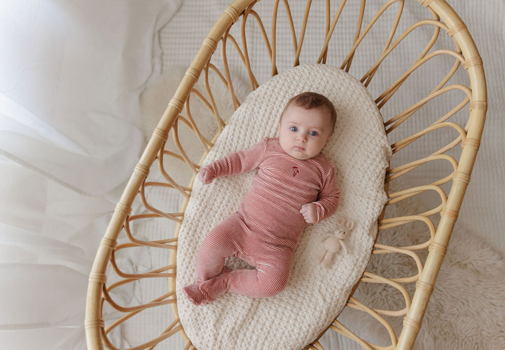 Ely's & Co Velour Stripe Collection Footie And Beanie - Dark Pink