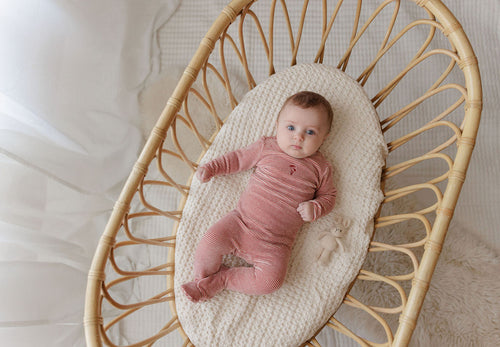 Ely's & Co Velour Stripe Collection Footie - Dark Pink