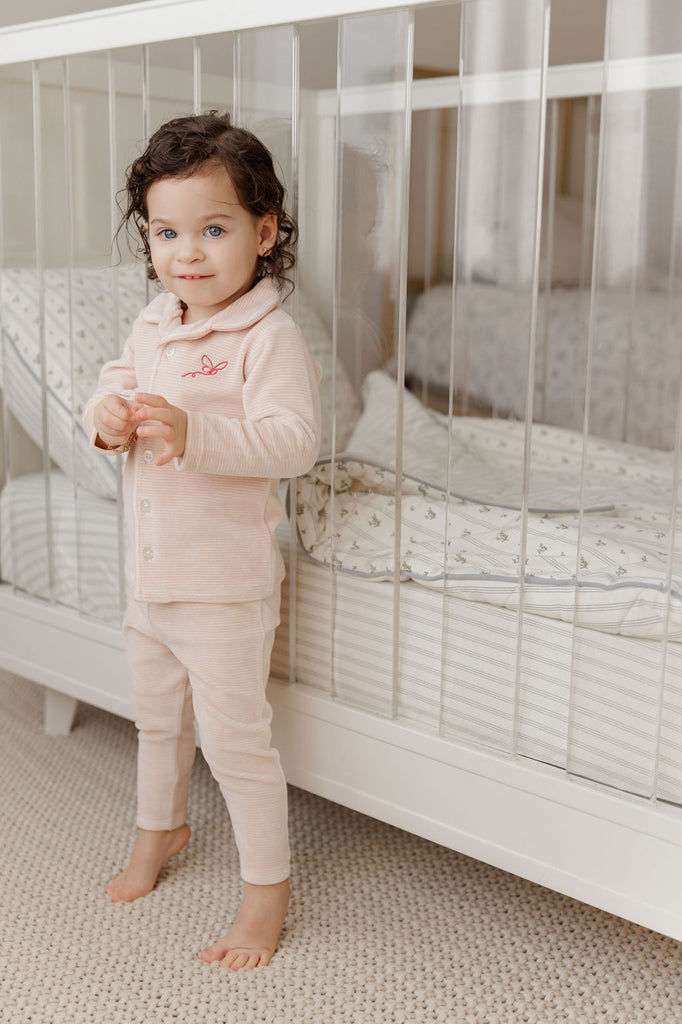Ely's & Co Velour Stripe Collection Pajama - Light Pink