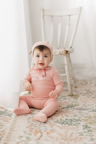 Ely's & Co Cotton Cross Stitch Duckling Collection Footie - Pink