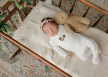 Load image into Gallery viewer, Aurora Embroidered Bear Collection Girls Footie And Beanie - Ivory
