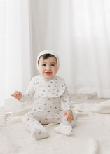Load image into Gallery viewer, Aurora Jersey Cotton Floral Print Collection Footie And Bonnet - Ivory/Pink