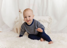 Load image into Gallery viewer, Ely's &amp; Co Velour Stripe Collection Lounge Set - Dark Blue