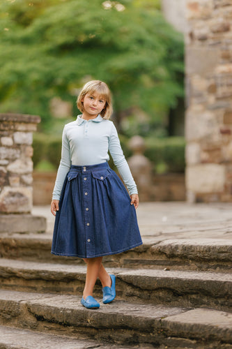 Velvette Label Dark Denim Button Skirt