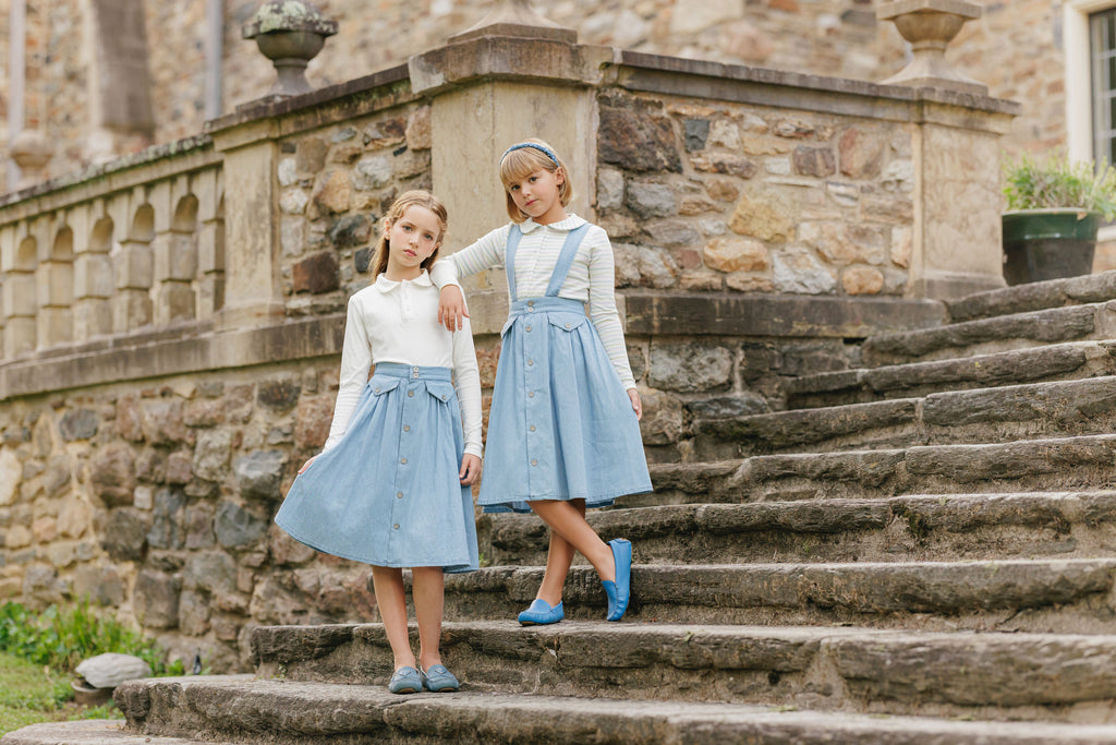 Velvette Label Light Denim Button Skirt