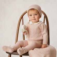 Load image into Gallery viewer, Peluche Embossed Reversible Cardigan + Beanie Set – Rose