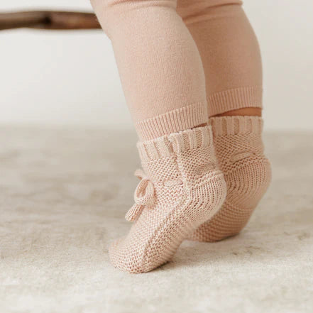 Peluche Knit Booties - Rose