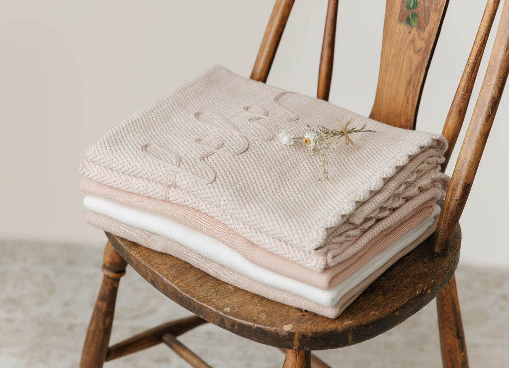 Peluche Scalloped Melange Bebe Blanket - Rose