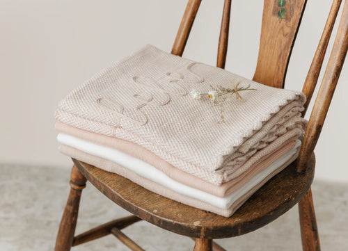 Peluche Scalloped Melange Bebe Blanket - Rose