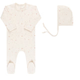 Ely's & Co Brushed Cotton-Celestial Collection Footie & Bonnet- Pink on Cream