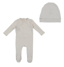 Load image into Gallery viewer, Lil Legs Pale Blue Brushed Cotton Wrapover Footie &amp; Hat