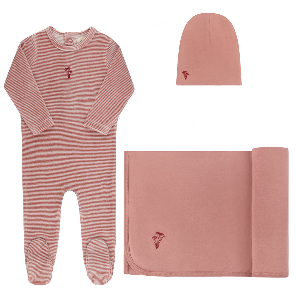 Ely's & Co Velour Stripe Collection Take Me Home Set - Dark Pink