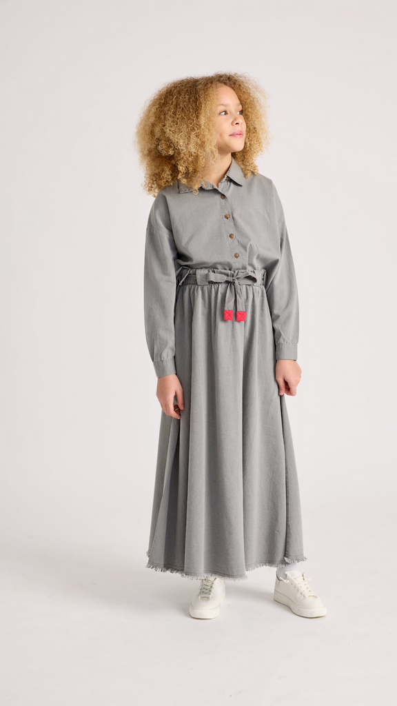 parni denim dress Girls Long Sleeve Denim Shirtdress Parni