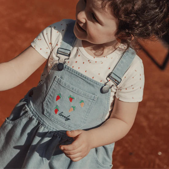 Lovely Littles Denim Dress - Berry Red