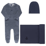 Ely's & Co Velour Stripe Collection Take Me Home Set - Dark Blue
