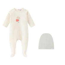 Load image into Gallery viewer, Oubon Block Print Footie And Hat - Girls