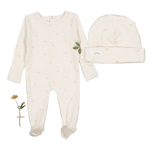 Lovely Littles Printed Footie And Hat - Pink Bow