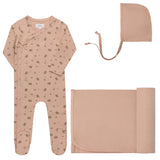 Aurora Jersey Cotton Floral Print Collection Layette Set - Pink