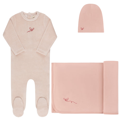 Ely's & Co Velour Stripe Collection Take Me Home Set - Light Pink