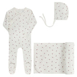 Aurora Bow Pattern Collection Layette Set - Ivory/Red