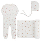 Ely's & Co Velour Leaf Pattern Collection Take Me Home Set - Ivory Girls