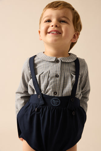 Lil Legs Plaid Edition Boys Romper - Navy