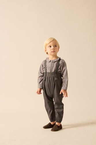 Lil Legs Plaid Edition Boys Long Romper - Mid Grey