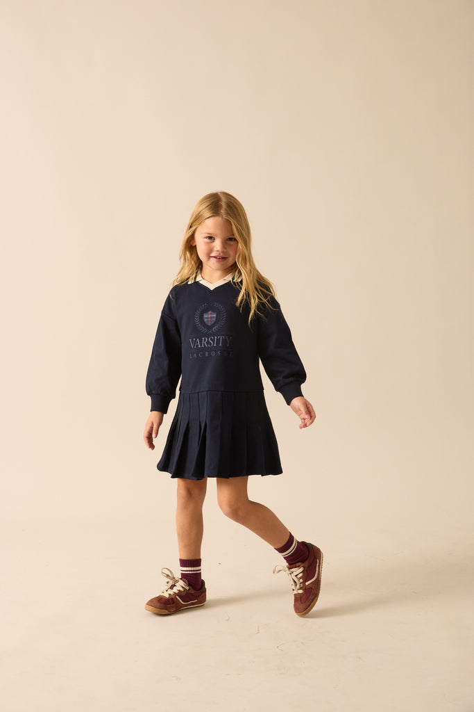 Lil Legs Fan Club Dress (NO WORDS) - Navy