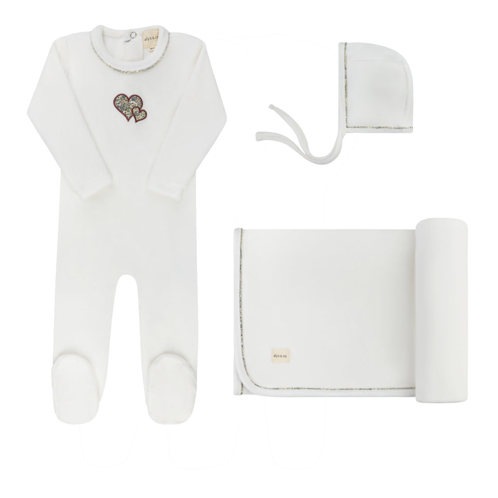 Ely's & Co Embroidered Liberty Collection Layette Set - Ivory/Pink