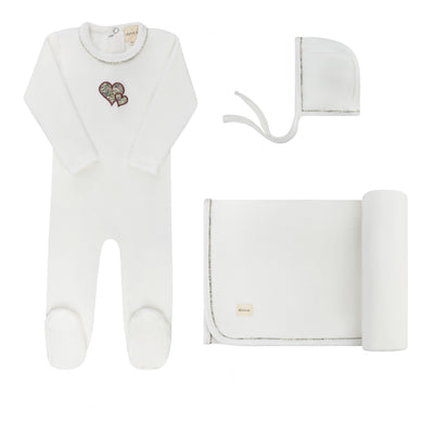 Ely's & Co Embroidered Liberty Collection Layette Set - Ivory/Pink