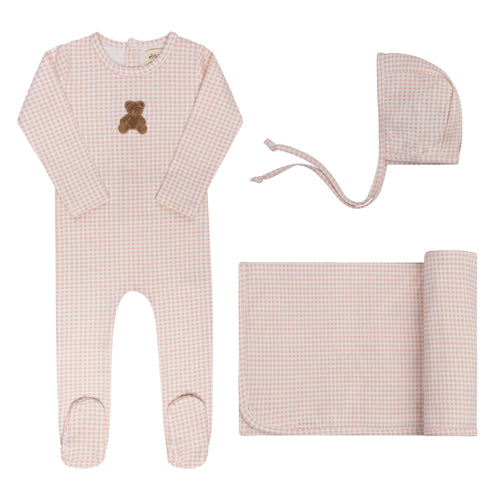 Ely's & Co Gingham Teddy Collection Layette Set - Pink