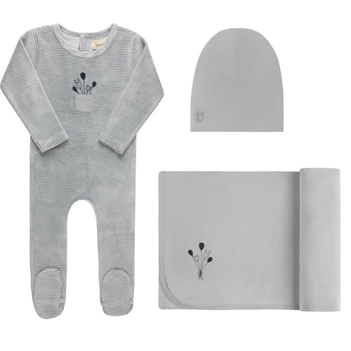 Ely's & Co Stripe Collection Layette Set - Ivory/Blue
