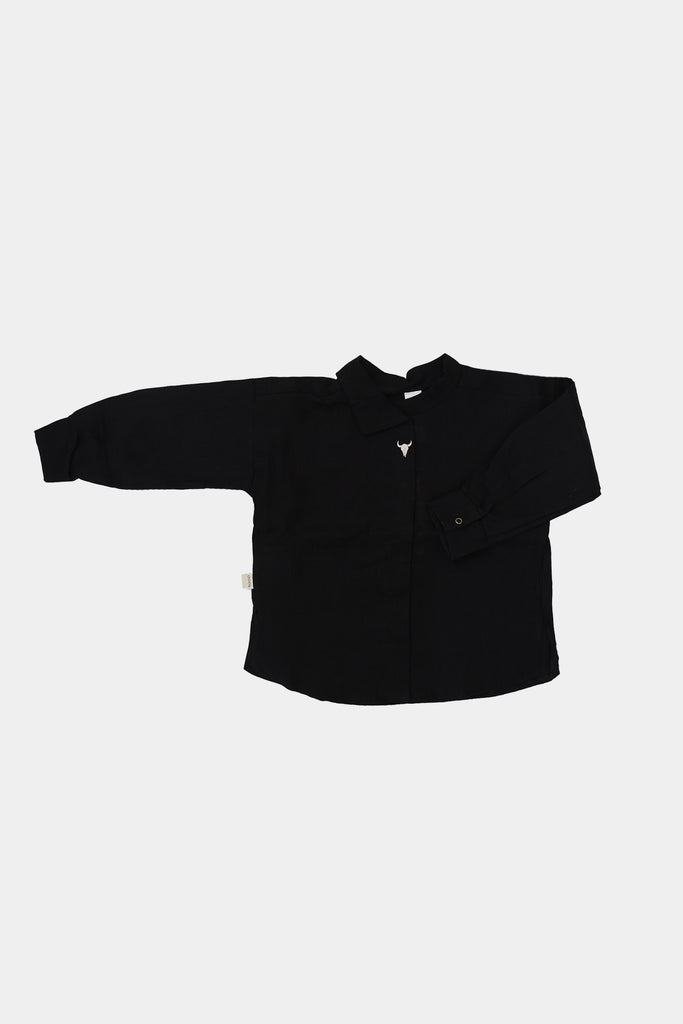 Booso Linen Black Shirt