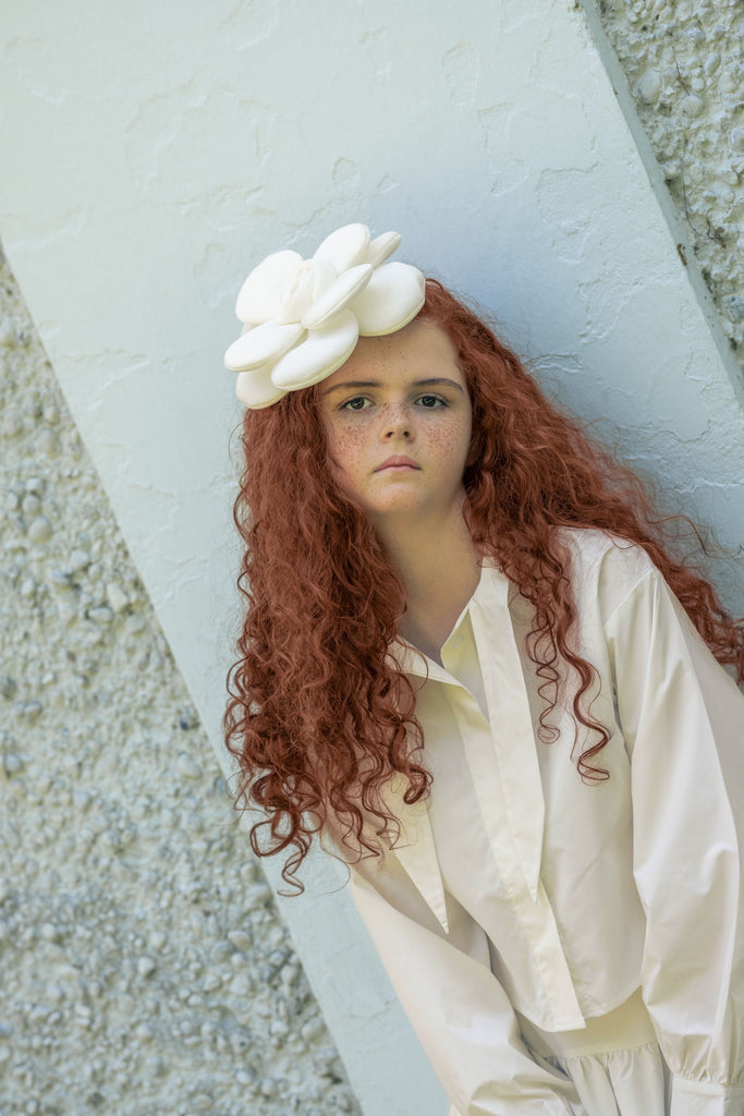 Little Tempest Teens Taffeta Tie Cropped Shirt And Pleated Circle Skirt Set - Cream
