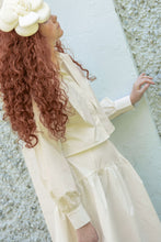 Load image into Gallery viewer, Little Tempest Teens Taffeta Tie Cropped Shirt And Pleated Circle Skirt Set - Cream