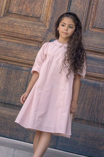 Little Tempest Taffeta Party Dress With Collar - Antique Pink