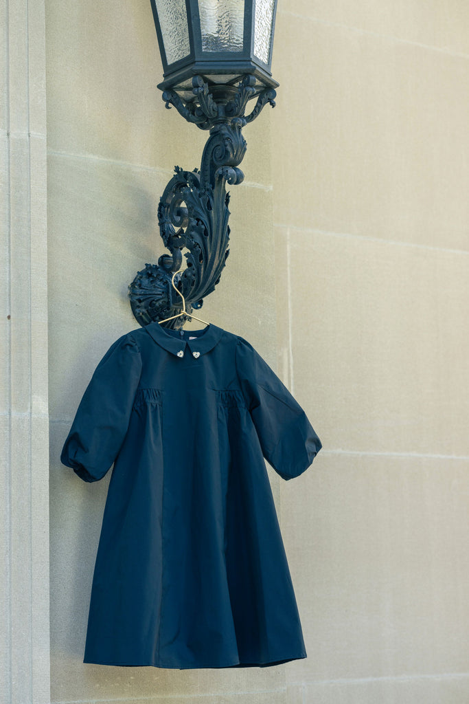 Little Tempest Taffeta Party Dress With Collar - Black