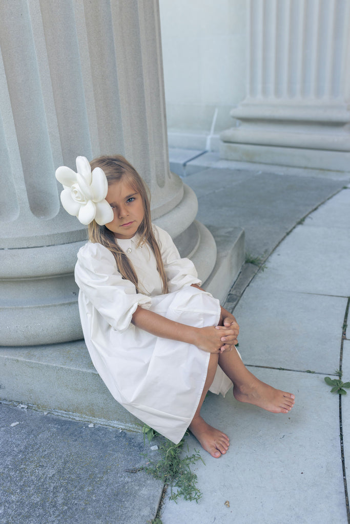 Little Tempest Taffeta Party Dress With Collar - Cream