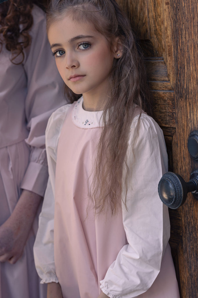 Little Tempest Taffeta Scallop Hem Jumper With Shirt - Antique Pink
