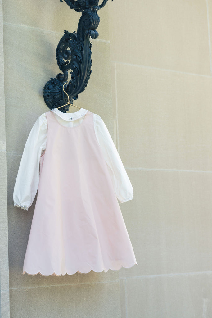 Little Tempest Taffeta Scallop Hem Jumper With Shirt - Antique Pink