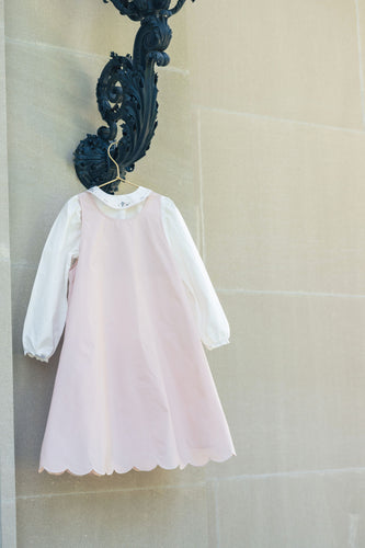 Little Tempest Taffeta Scallop Hem Jumper With Shirt - Antique Pink