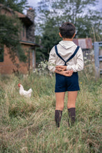Load image into Gallery viewer, Little Tempest Boys Suspender Shorts And Kerchief Shirt Set - Navy