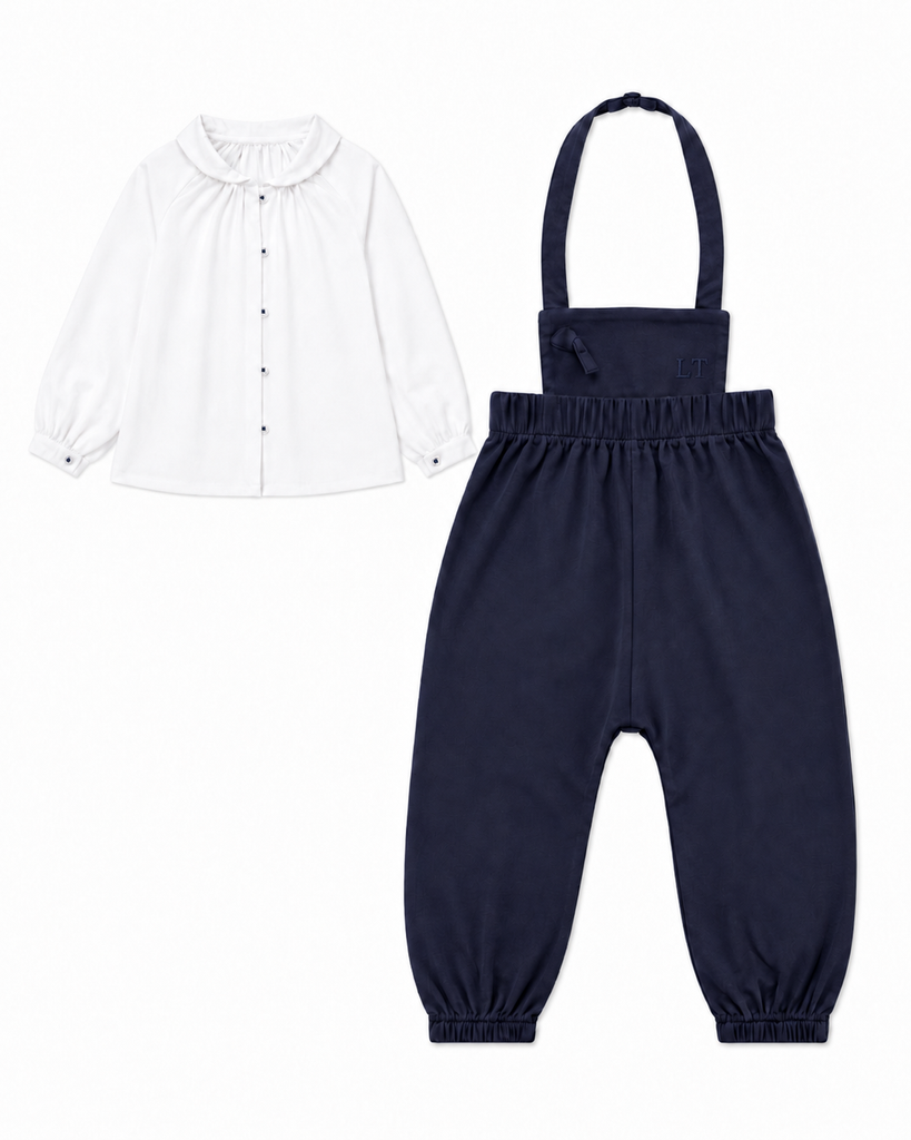 Little Tempest Baby Girls Halter Romper With Shirt - Navy