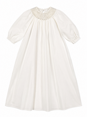 Little Tempest Round Neck Lace Taffeta Gown - Ivory
