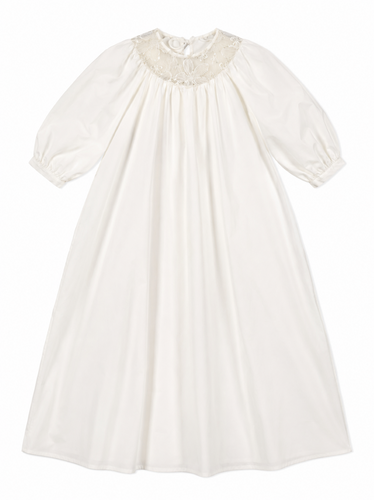 Little Tempest Round Neck Lace Taffeta Gown - Ivory