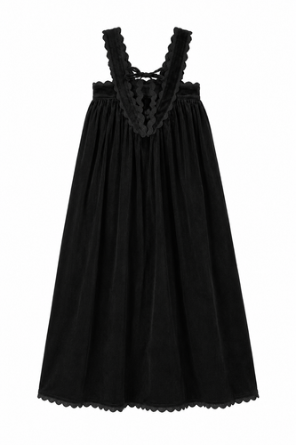 Ann Of Nan Maxi Robe With Ric Rac Trim - Black