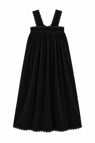 Ann Of Nan Maxi Robe With Ric Rac Trim - Black