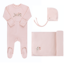Load image into Gallery viewer, Ely&#39;s &amp; Co Rib Cotton Pocket Full Of Flowers 3PC Layette Set - Flowers/Blush