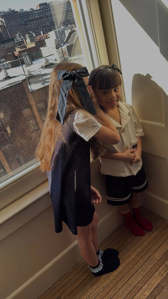 Le Enfant Taffeta Oversized Bow - Navy