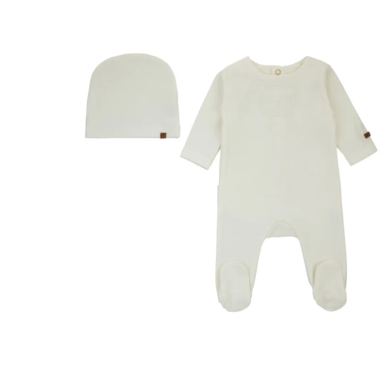 Cadeau Bear Embossed Footie & Beanie - Boys